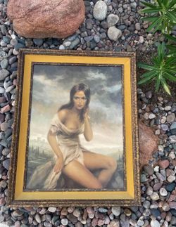 Vintage Vinciata Print Retro 1960s Broken Silence by Joseph Wallace King, who signed his work as "Vinciata"