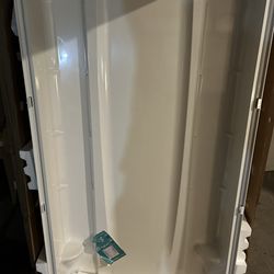 STORE+ 36 in. x 74 1/4 in. 1-Piece Direct-to-Stud Alcove Shower Back Wall in White