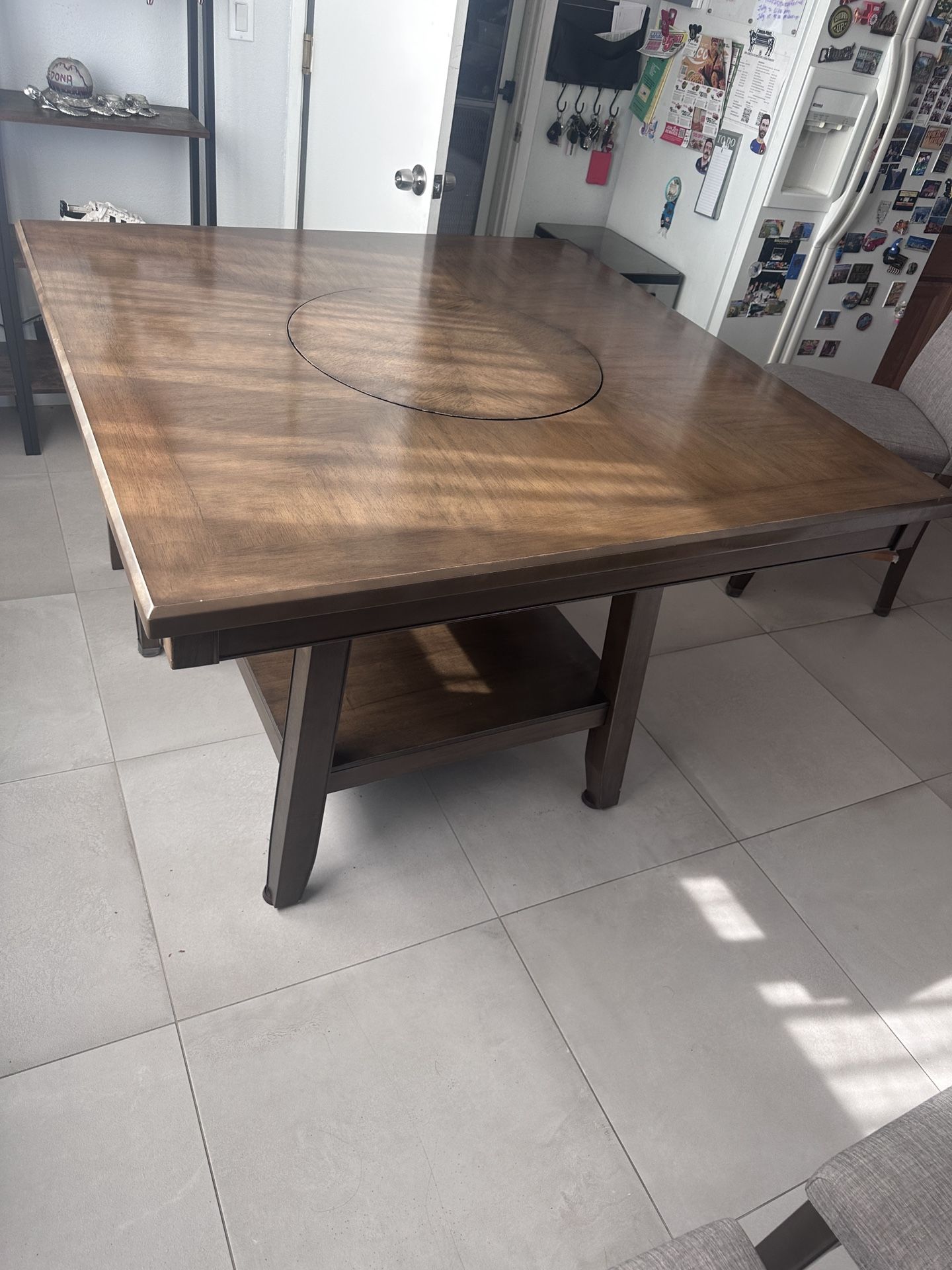 Square Dining table With Lazy Susan