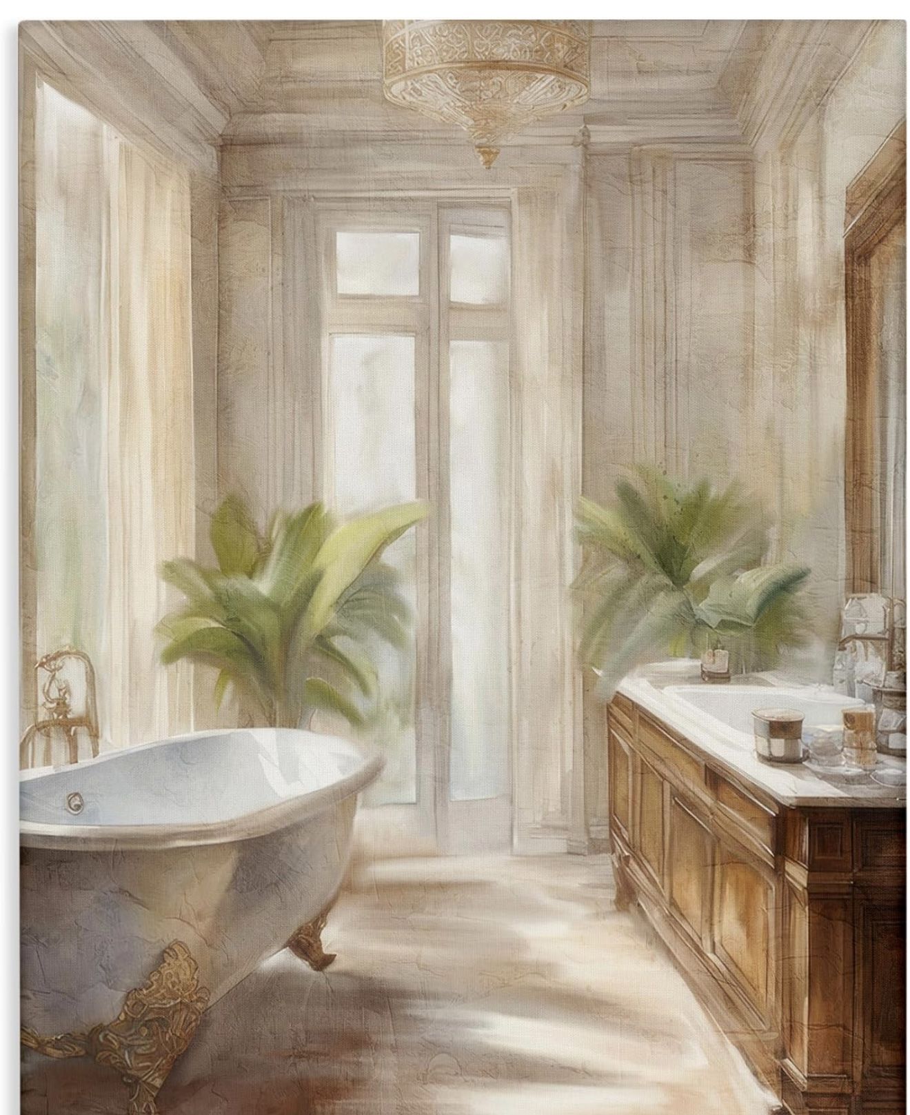 Stupell Industries Serenity Bath Bathroom Painting Canvas Wall Art design by Kim Allen, 48 x 36 Color: Green Frame Type: Wrapped Canvas Size: 48L" x