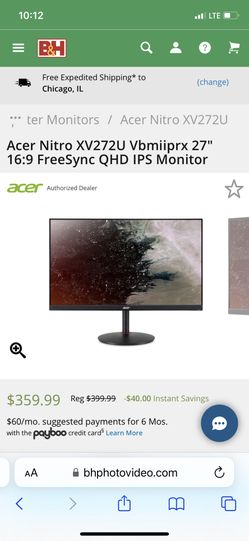Acer XV272U 27” Monitor