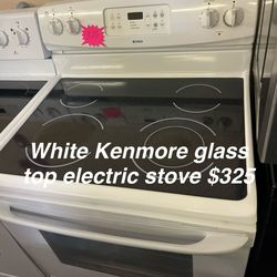 White Kenmore glasss top Electric Stove