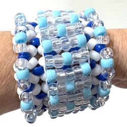 “Blue Ice” Rave Kandi Rotating Cuff Bracelets Handcrafted Festival NWT