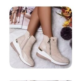 Beige Platform Sneaker Boots Size 35