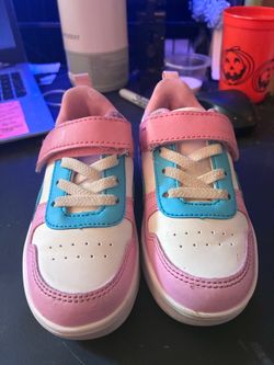 Girls Kids Sneakers Pink Blue White