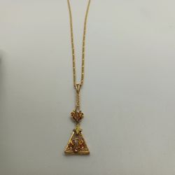 Solid 14kt And 18kt Gold Pendant /18" 18k Gold Filled Chain
