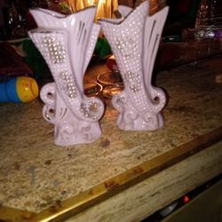 Two Ceramic Flowerbud Vase Sculpture 