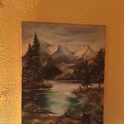 Original Hand-Painted Mountain Landscape Painting, 18x14 Canvas Wall Art