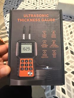 Ultrasonic Thickness Gauge, Range 0.04"-15.75" (1-400mm), for Metal (Steel, Aluminum, Copper), Plastic, Glass, 2.4" LCD, Sound Vel. Cal., Industrial M