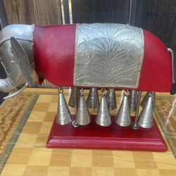 Vintage East Asian Style Red Wood Elephant statue 