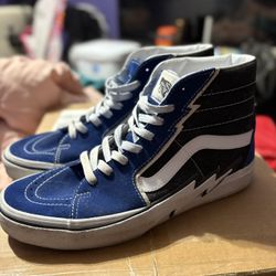 Vans Sk8-Hi Bolt Suede Canvas True Blue Black White Skate shoes Size 9