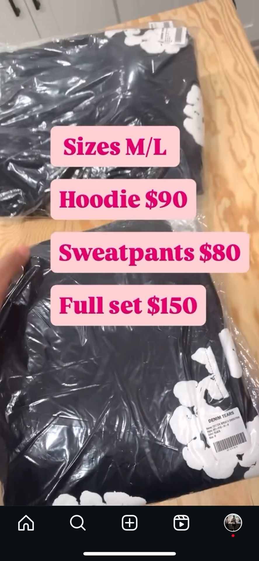 Denim Tears Black Hoodie/Sweatpants