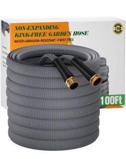 Garden Hose 100 FT, Non-Expanding Water Hose, Kink-Free Burst-Resistant, Flexible & Lightweight, Hig