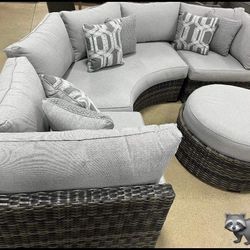 Harbor Court - Dark Gray - 3 Pc. - Sectional Lounge Set With OTTOMAN 