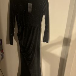 Black Velvet Long High Slit Dress 