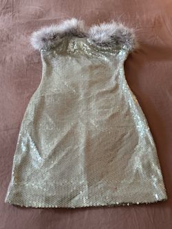 FOREVER21 Sequin Fur Tube Dress XS New