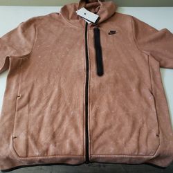 Nike Sportswear Tech Fleece Wash Full Zip Hoodie Men's Size XLT DM6515-215 Brown