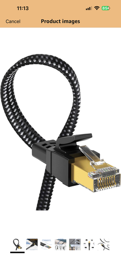 Cat 8 Ethernet Cable 6 ft 2 Pack, Nylon Braided High Speed Heavy Duty Cat8 Network LAN Patch Cord, 40Gbps 2000Mhz SFTP RJ45 Flat Cable Shielded in Wal