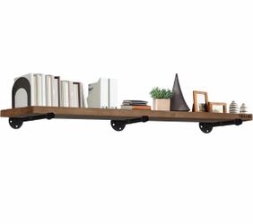 TEN149 60” Industrial Wood Wall Shelf Color Espresso