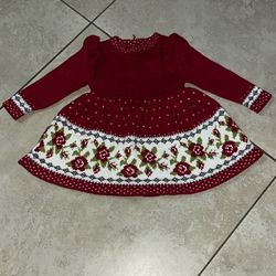 Max Studio Baby Girl’s Red Roses Sweater Dress, Size 0-3 Months