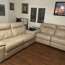 Two couches light tan recline heavy
