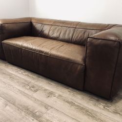 ARTICLE Cigar Genuine Rawhide Leather Sofa Couch. Just Cleaned & Conditioned. In Excellent Condition. (92" W x 29" H).