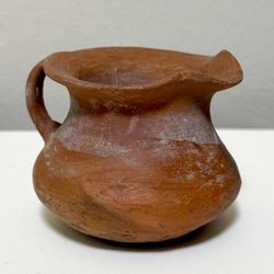 Vintage Primitive Miniature Terracotta Clay Pottery Chamber Pot With Single Handle And Pinched Spout Collection Decor Succulent Planter