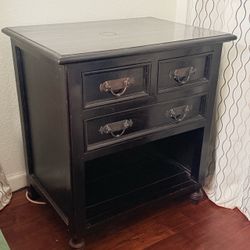 Black 3-Drawer Nightstand / Table with Open Shelf