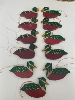 Set of Mallard Wood Ornaments
