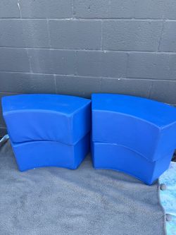 Blue Curved Ottomans - 4pc