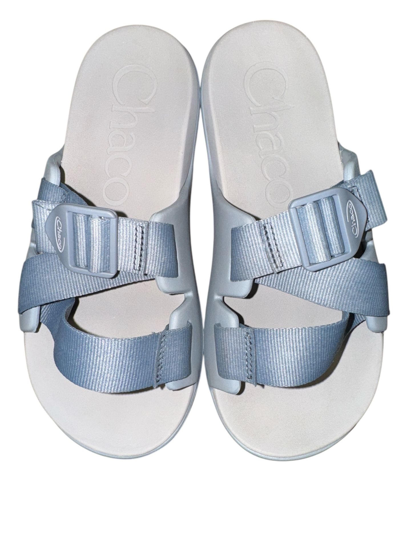 Chaco Chillos Slides Sandals Women Size 7 Blue Grey Slip On Adjustable PRE-OWED