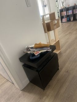 Black Modern Nightstand — 2-Drawer + LED Shelf