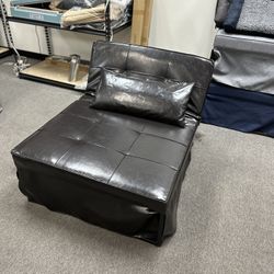 As Is PU Leather Ottoman Recline Chair