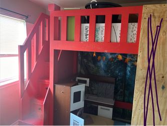 Solid wood loft style bed fit a twin