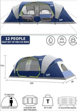 2 x 12-Person Camping Tents - NEW - Unopened