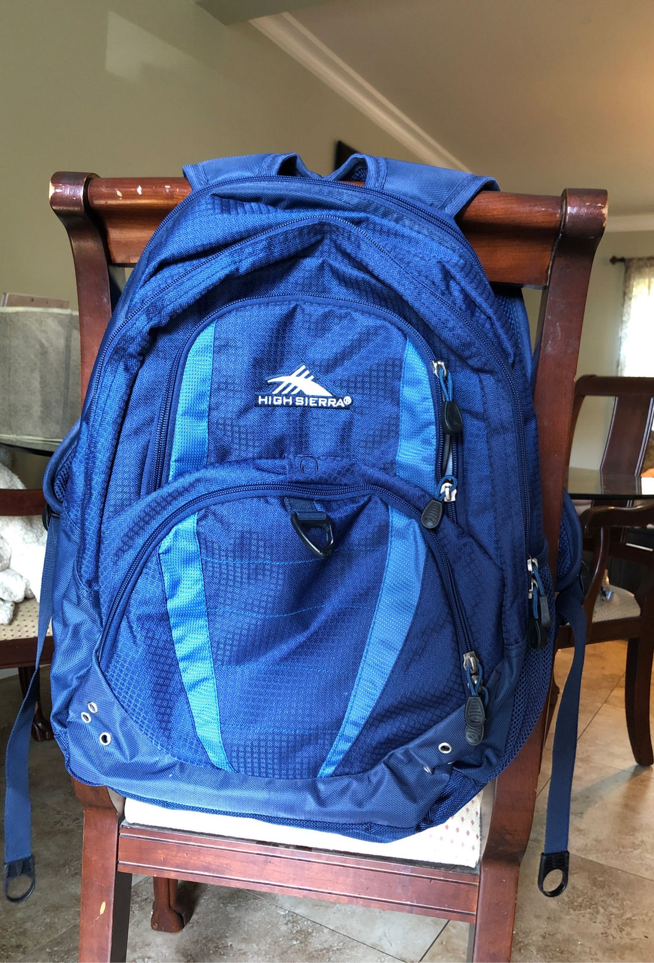 High Sierra navy blue hiking backpack