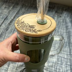 Brand New Tumbler With Wood burned Top