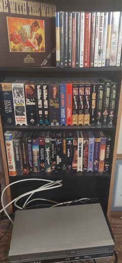 CD VHS Movies, Storage Shelf, AND Players