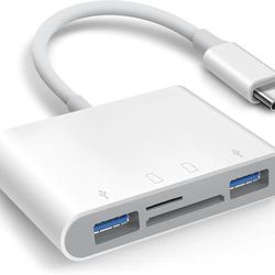 SD Card Reader for iPhone 15 Mac MacBook Card Adapter with SD MicroSD Dual USB-A 4 Slots Trail Camera Memory Card Viewer, Portable No App Required Plu