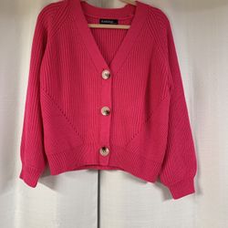 Barbie pink Cardigan With 3 Big Fashionable Buttons