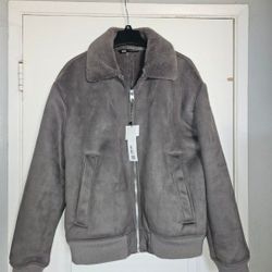 Men's Jacket Gray Sherpa XL Faux Suede

Chamarra
