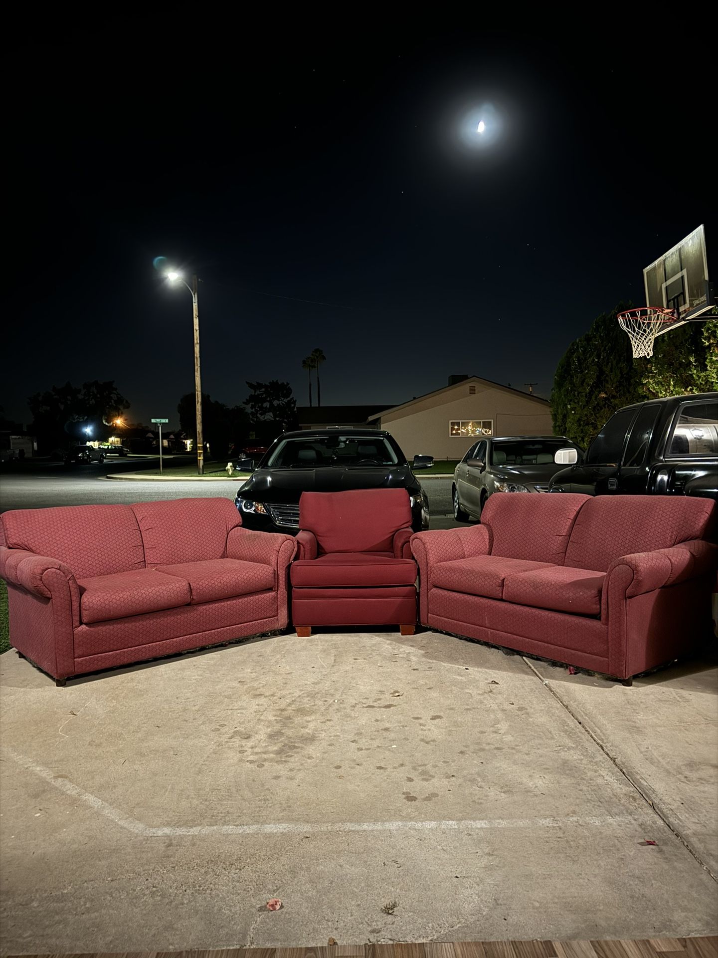 Red/ Burgundy Couches With Foot rest