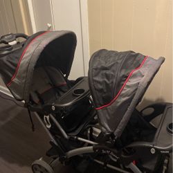 Black And Red Double Stroller