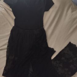 Black Bodysuit And lace Pants Size Medium