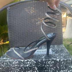 Black Heels With Rhinestone