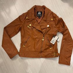 Dereon Women's Faux Leather Jacket with Tags -  Size Small - Rust/Brown - NEW