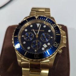 Michael Kors Nice MK8267 Everest Gold Chronograph Watch w/ Box & Extra Link