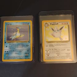 Rare pokemon cards! No symbol error wigglytuff and 1st edition Lapras