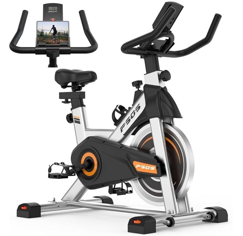 Exercise Bike, Stationary Bikes for Home Gym,Workout Bike with Belt Drive, Indoor Cycling Bike with Digital Display & Comfortable Seat Cushion-Silver