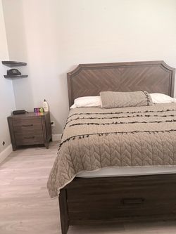 Dark Brown Wood Bed Frame with Storage